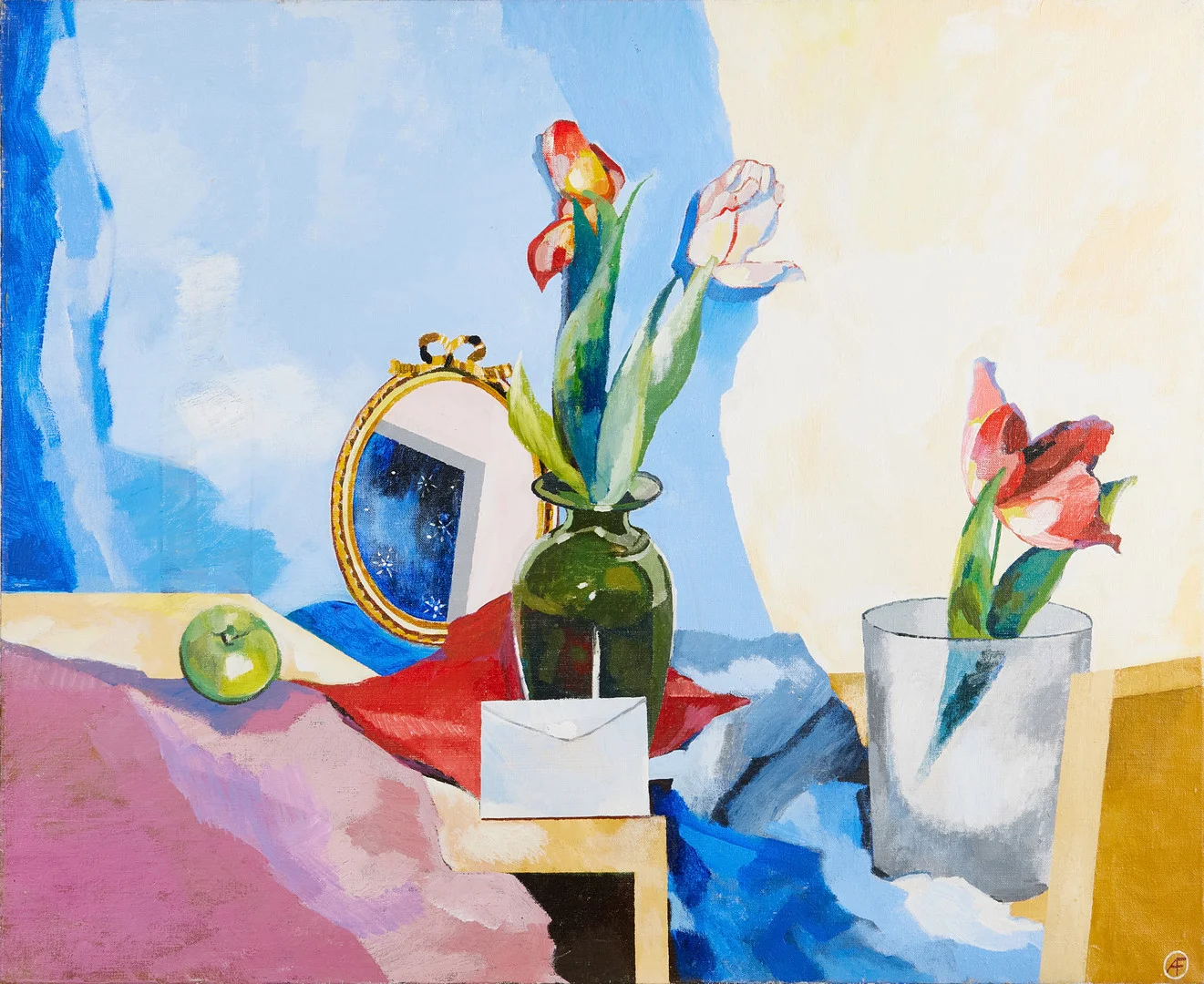 ANITA FRÖDING (född 1942): "Stjärnspegel", monogramsignerad, olja på duk. — Paintings — Stockholms Auktionsverk Magasin 5