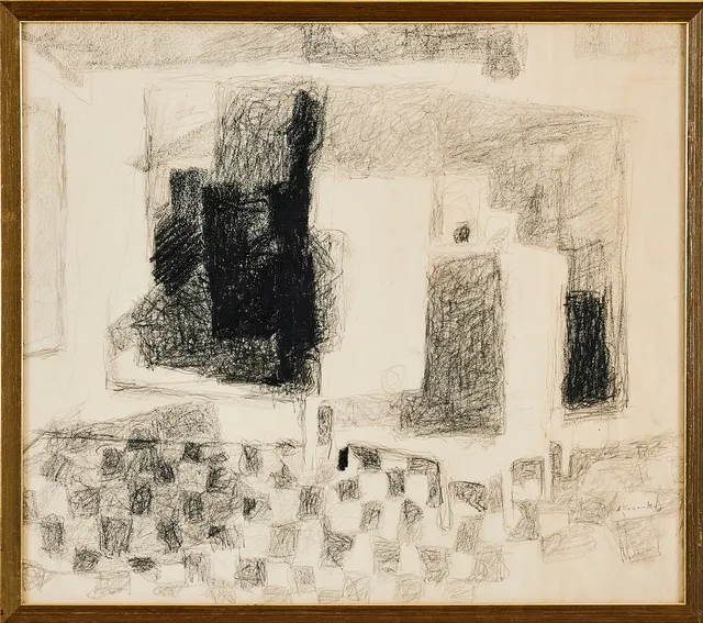 ARMAND ROSSANDER (1914-1976). Rumskomposition, fetkrita.