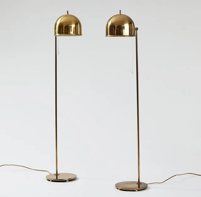 EJE AHLGREN. Golvlampor, ett par, Bergboms, 1960-tal, modell G-075, mässing.
