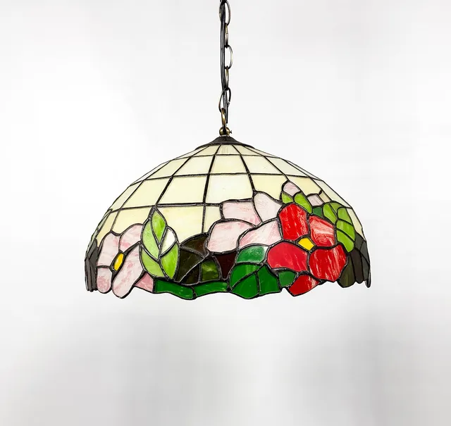 TAKLAMPA, blyinfattat glas, Tiffany-stil, 1900-tal.
