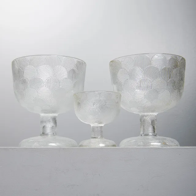 HEIKKI ORVOLA. Skål på fot, 3 st, "Miranda", Iittala, Finland.