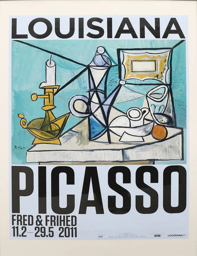 PABLO PICASSO. Affisch, Nature morte de bougeoir, litografiskt tryck, Louisiana 2011.