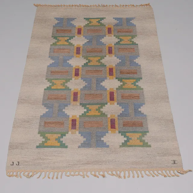 JUDITH JOHANSSON. Matta, röllakan, "Soldis", signerad, formgiven 1948.