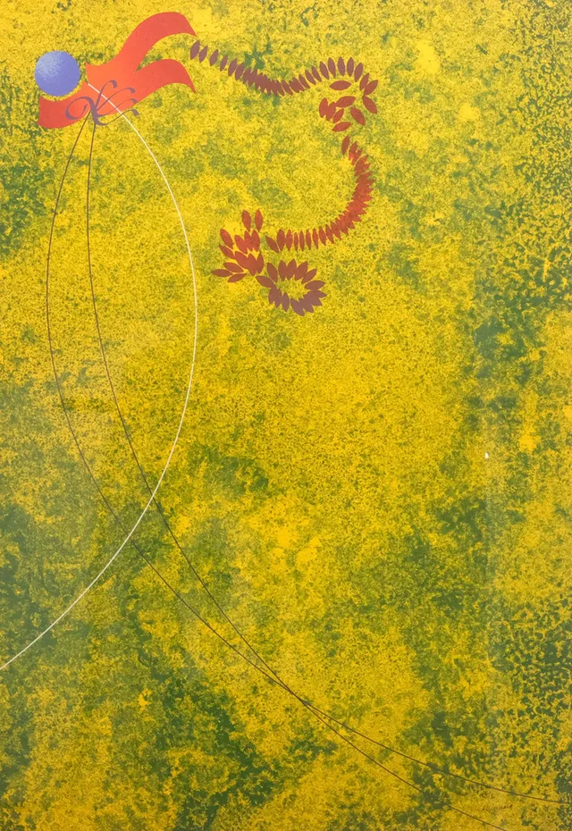 CARL FREDRIK REUTERSWÄRD. FÄRGLITOGRAFI, "KITES IN CALIFORNIA".