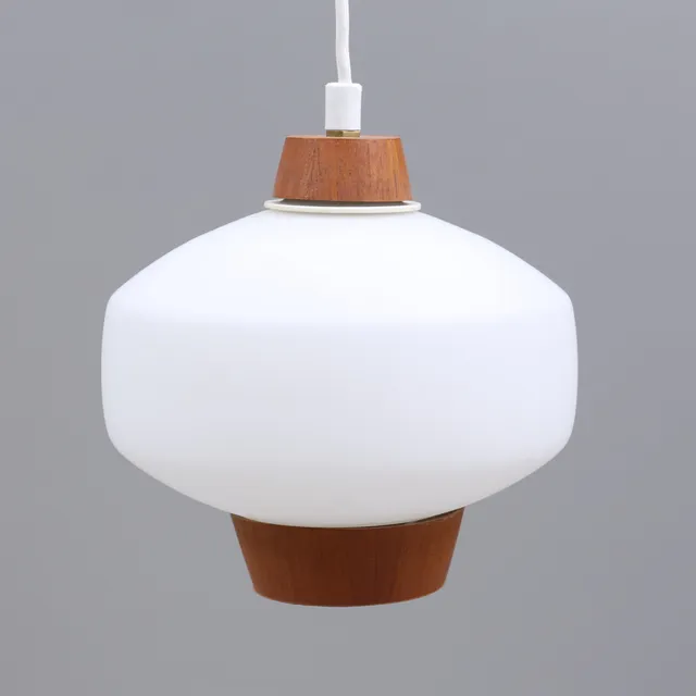 TAKLAMPA, teak/glas, 1900-talets andra hälft.