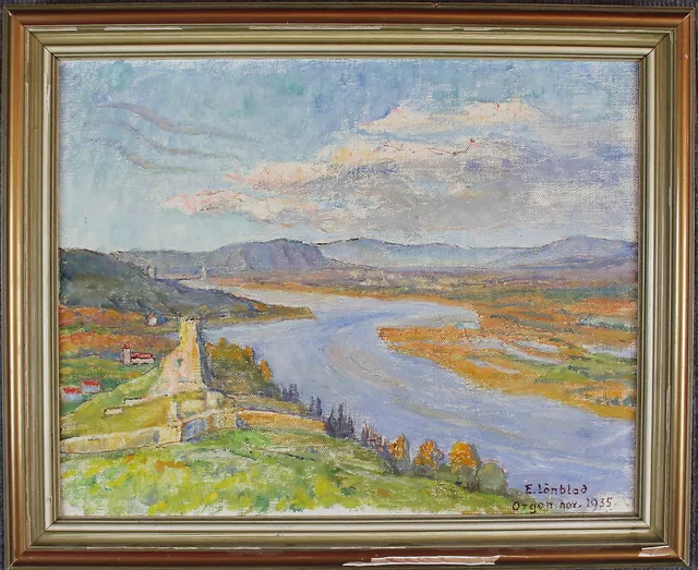 EMILIA LÖNBLAD. olja på duk, signerad, Orgon nov. 1935.