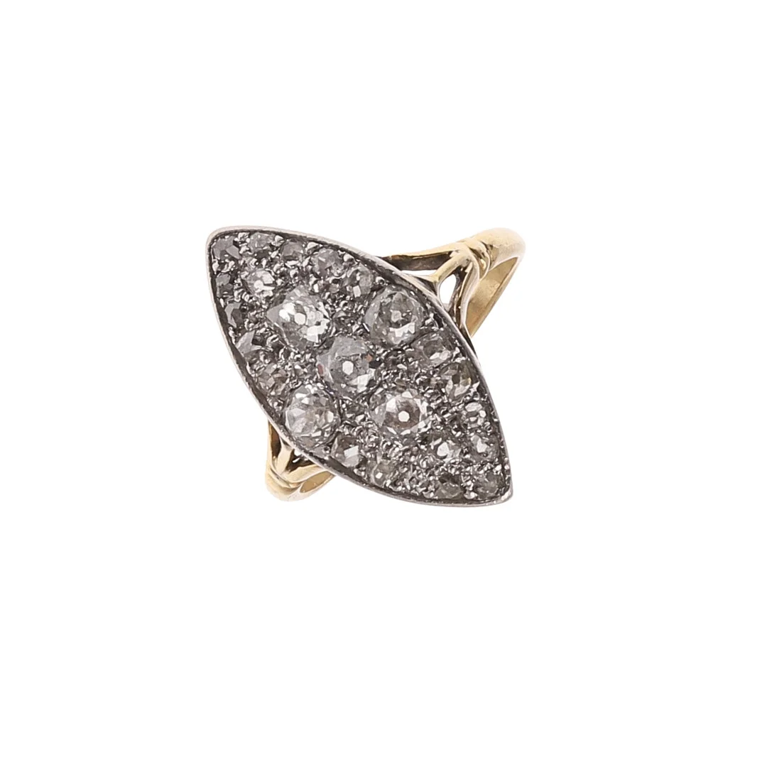 A DIAMOND MARQUISE-SHAPED CLUSTER RING. — Rings — Lawrences Auctioneers