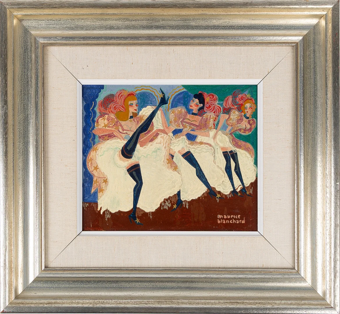MAURICE BLANCHARD. Olja på pannå, Can-can, signerad, Frankrike. — Paintings — Stockholms Auktionsverk Helsingborg