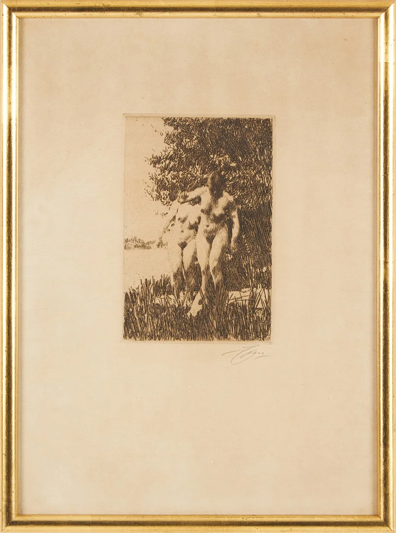 ANDERS ZORN. "AL", etsning, signerad Zorn med blyerts. — Engravings & Prints — Stockholms Auktionsverk Magasin 5
