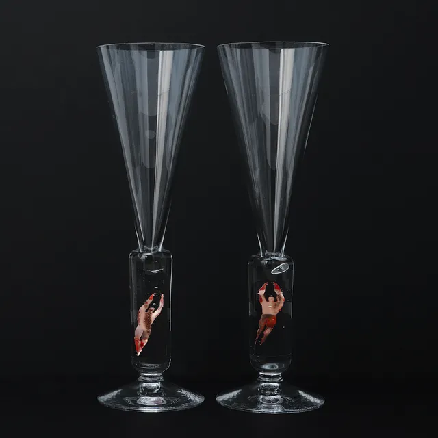 BERTIL VALLIEN. Champagneglas, "Millenium", 2 st i box.