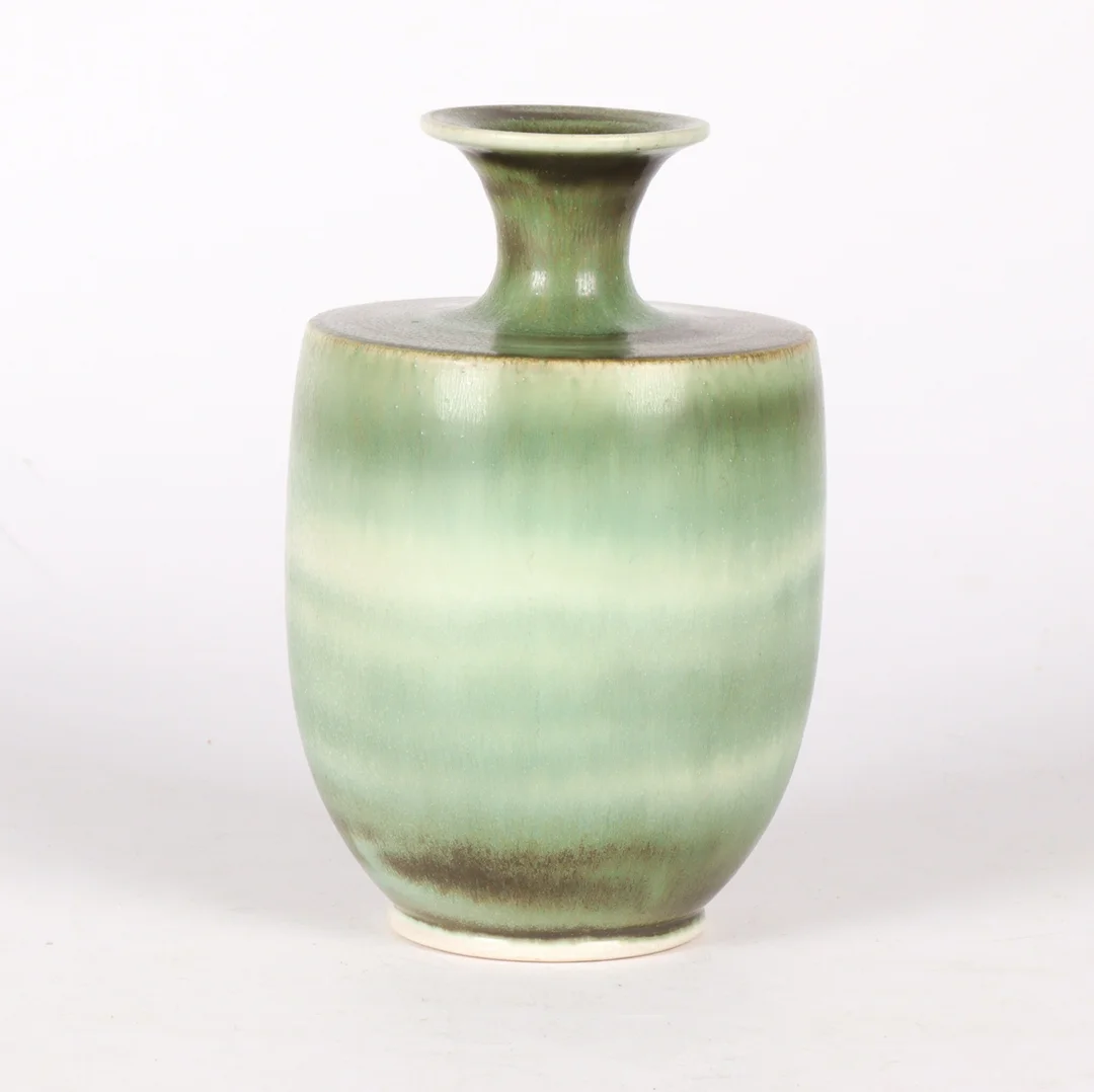Bertil Andersson for Höganäs. Stoneware vase glazed in green shades — Glass, porcelain and ceramics/Vases, bowls, dishes — Lauritz