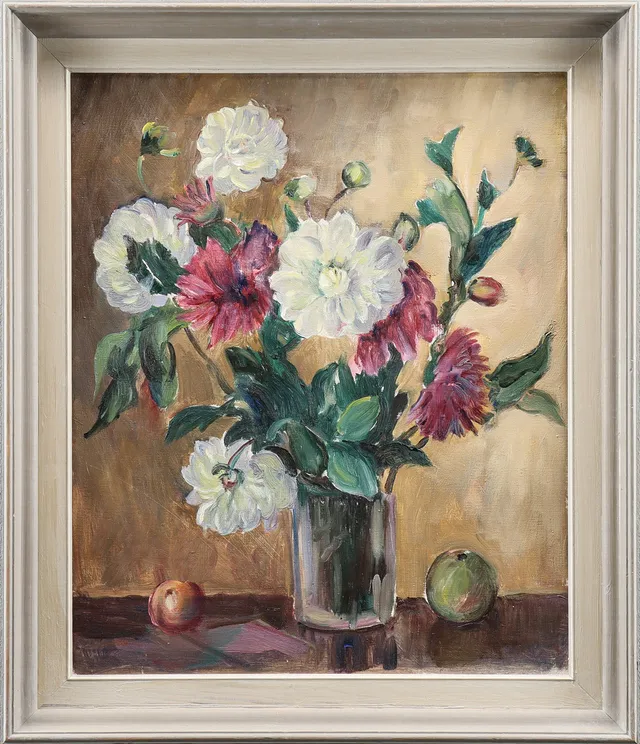 TURE ANDER. Stilleben med blommor i vas.