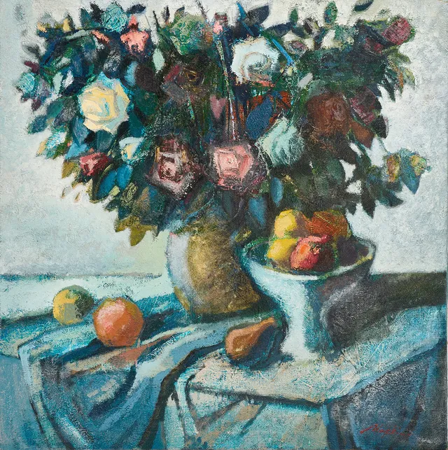 VADIM MARKIN (Ryssland/Sverige, född 1960). Blomsterstilleben, signerad, olja på duk.