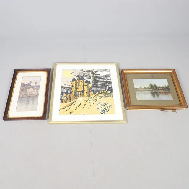 THREE 20TH CENTURY PAINTINGS.