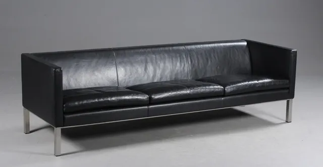 Erik Jørgensen. Three-seater sofa, Model EJ 50/3K, black leather