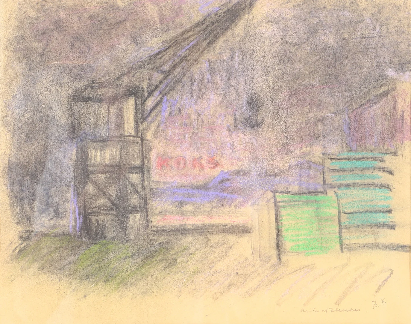 BRITA AF KLERCKER. Hamnmotiv, teckning, signerad. — Drawings — Helsingborgs Auktionskammare