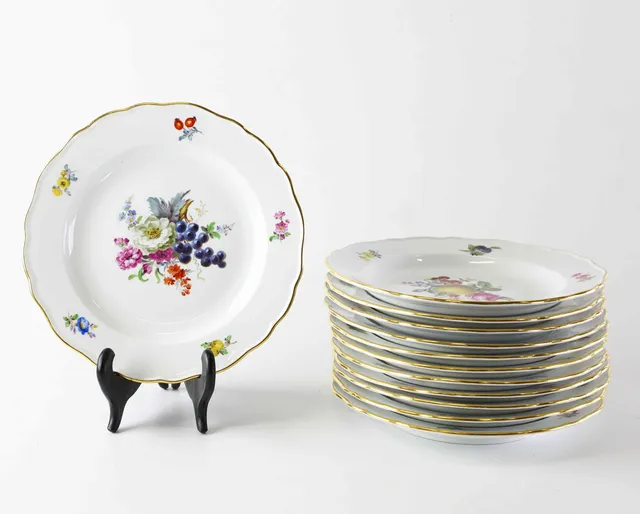 ASSIETTER, 12 st, Porslin, Meissen, Tyskland, 1900-tal.