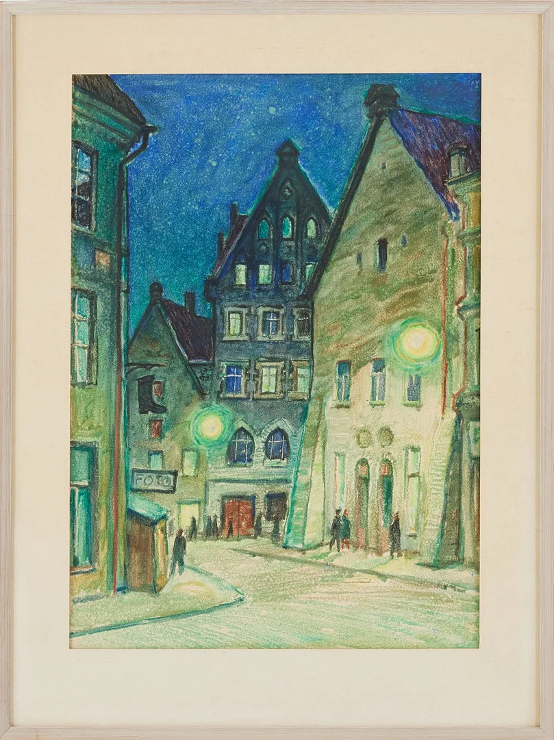 MÄRT BORMEISTER (1916-1991). Gatumotiv från gamla stan i Tallinn, pastell på papper, monogramsignerad, 1967. — Paintings — Stockholms Auktionsverk Magasin 5