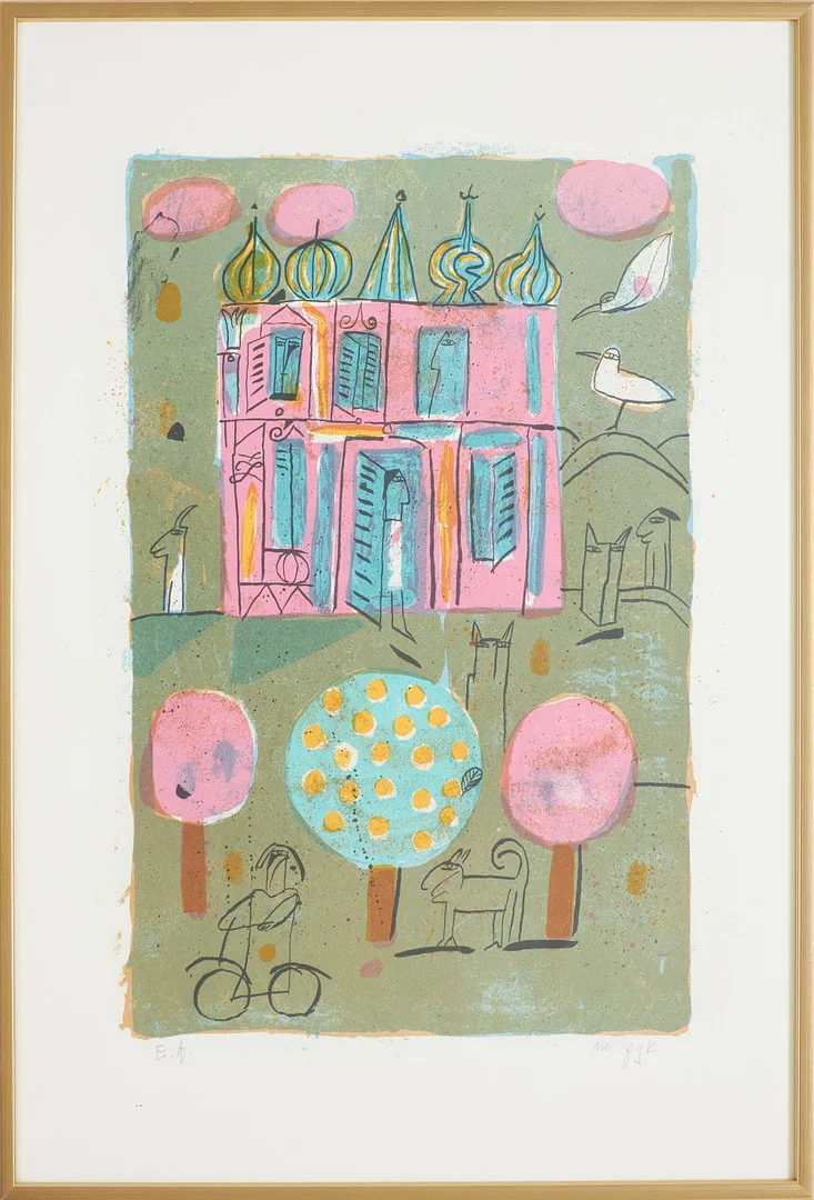 MADELEINE PYK. "Rosa Slottet", litografi, E.A., signerad. — Engravings & Prints — Stockholms Auktionsverk Sickla