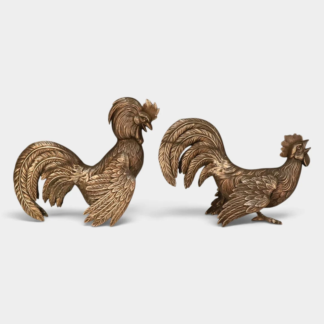 Pareja de gallos en plata. — Silver — Barcelona Auctions