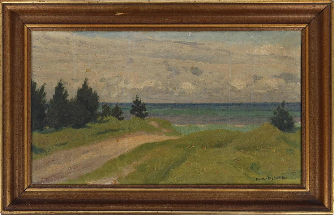 Poul Fischer (1860-1934): Landscape with a view over water — Paintings and sculptures/Older pictorial arts — Lauritz