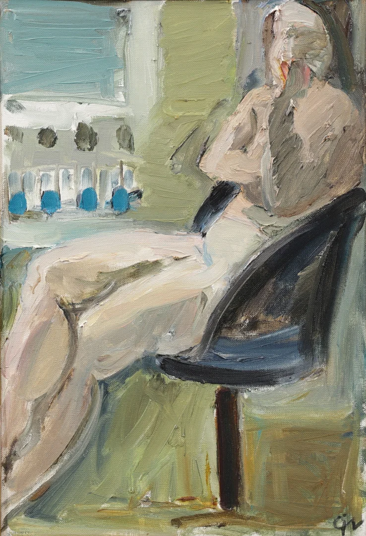 CALLE JOHANSSON. "Modellen vilar", olja på duk, signerad. — Paintings — Växjö Auktionskammare
