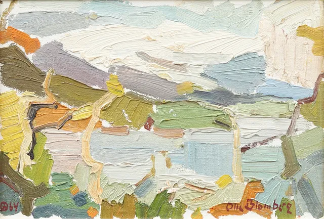 OLLE BLOMBERG (1909-1996). "Hemavan", olja på pannå, signerad.