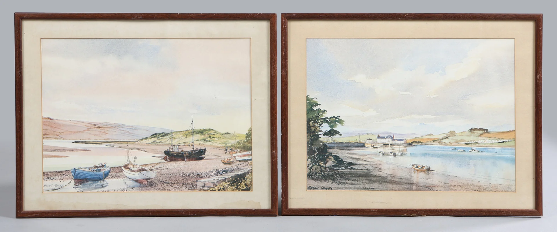 BRIAN HAYES (BRITISH, 20TH CENTURY) "THE TEIGN AT COOMBE CELLARS & RIVER TEIFI BELOW CARDIGAN" (2). — Paintings — Bishop & Miller