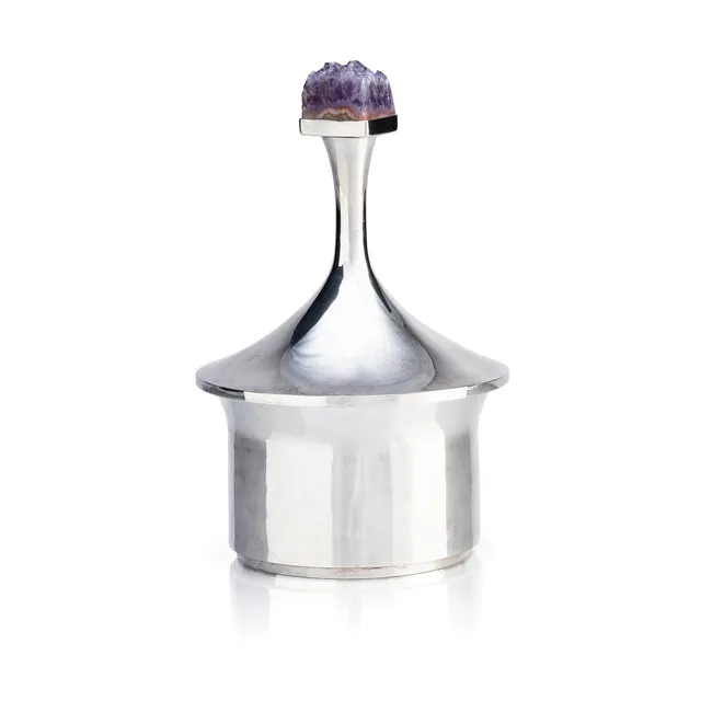 Martin Öhman, burk med lock, sterling silver och ametist, Halmstad 1980.