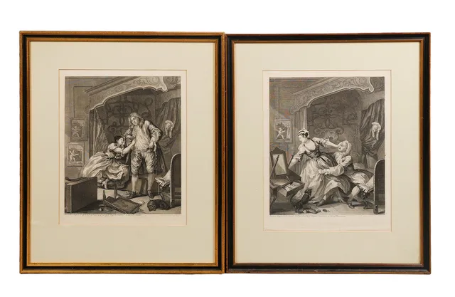 WILLIAM HOGARTH (1697-1764), BEFORE AND AFTER PAIR OF ENGRAVINGS, 18TH CENTURY (2).