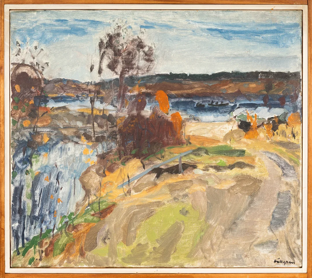 INGVAR HÄLLGREN. Olja på duk, "Umeåälven", Signerad. — Paintings — Norrlands Auktionsverk