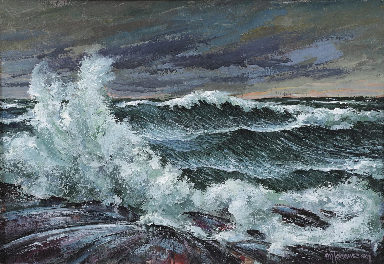 ALF JOHANSSON. "Styv kuling", olja på duk, signerad och daterad a tergo "Måseskär 82". — Paintings — Växjö Auktionskammare