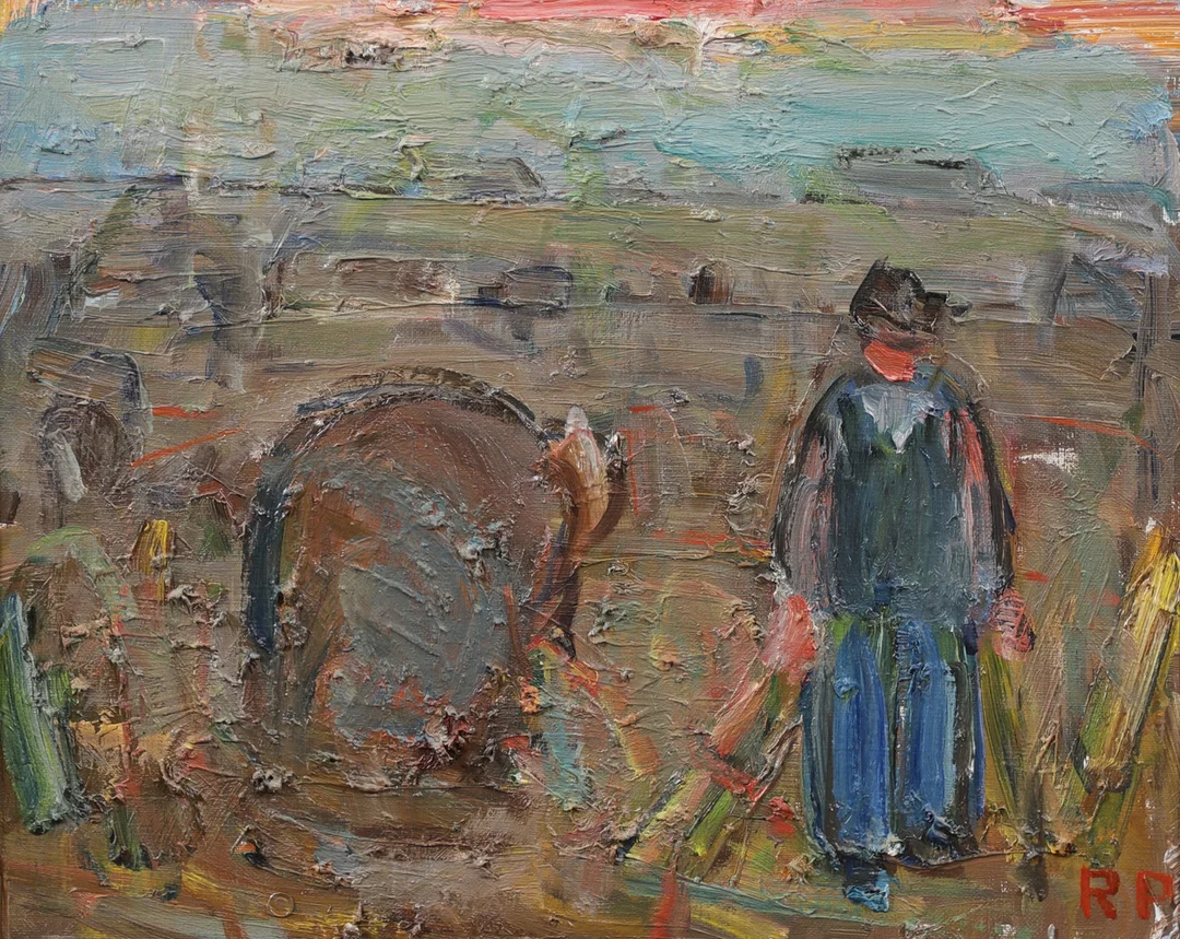 RAGNAR PERSON. "Skördekväll", olja på duk, signerad. — Paintings — Växjö Auktionskammare