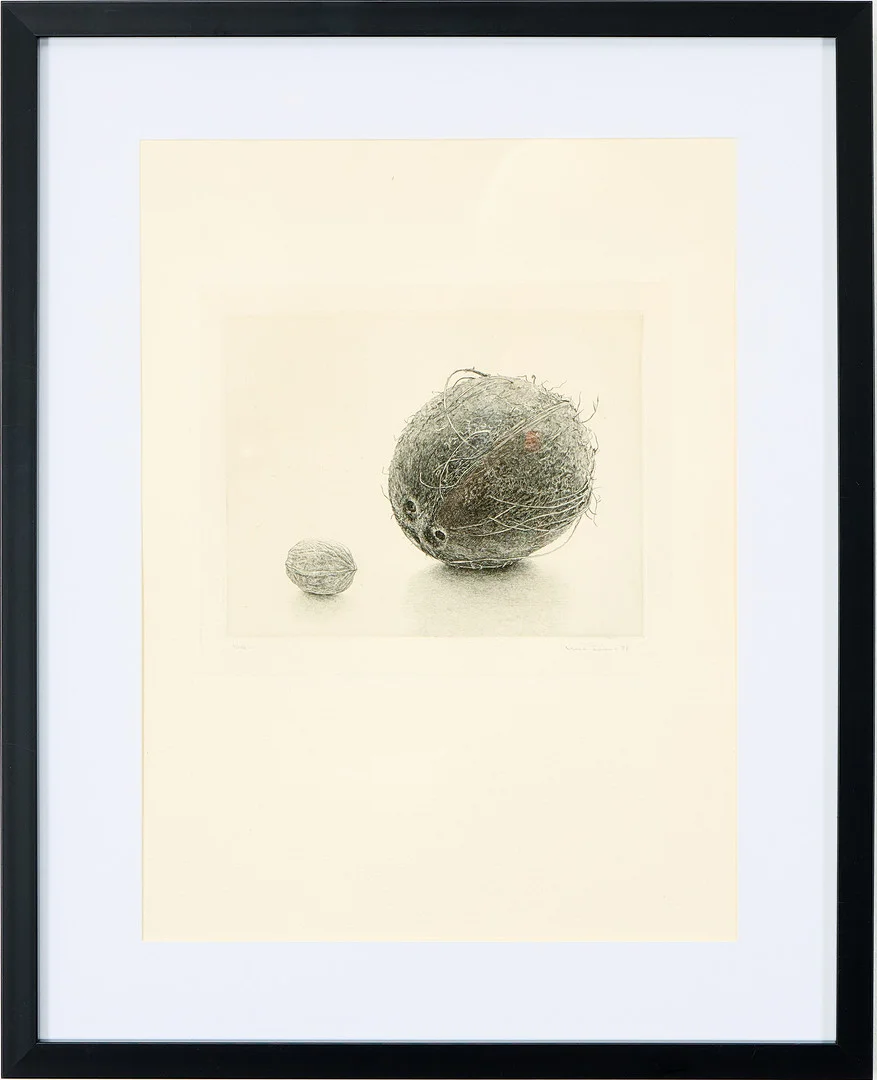 ULLA FRIES. "Kokosnöt och valnöt", kopparstick. — Engravings & Prints — Uppsala Auktionskammare