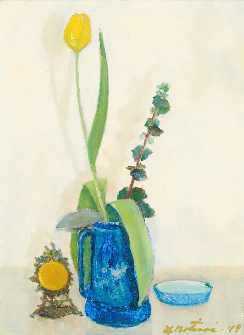BO NOTINI. Stilleben med tulpan och eukalyptus. — Paintings — Uppsala Auktionskammare