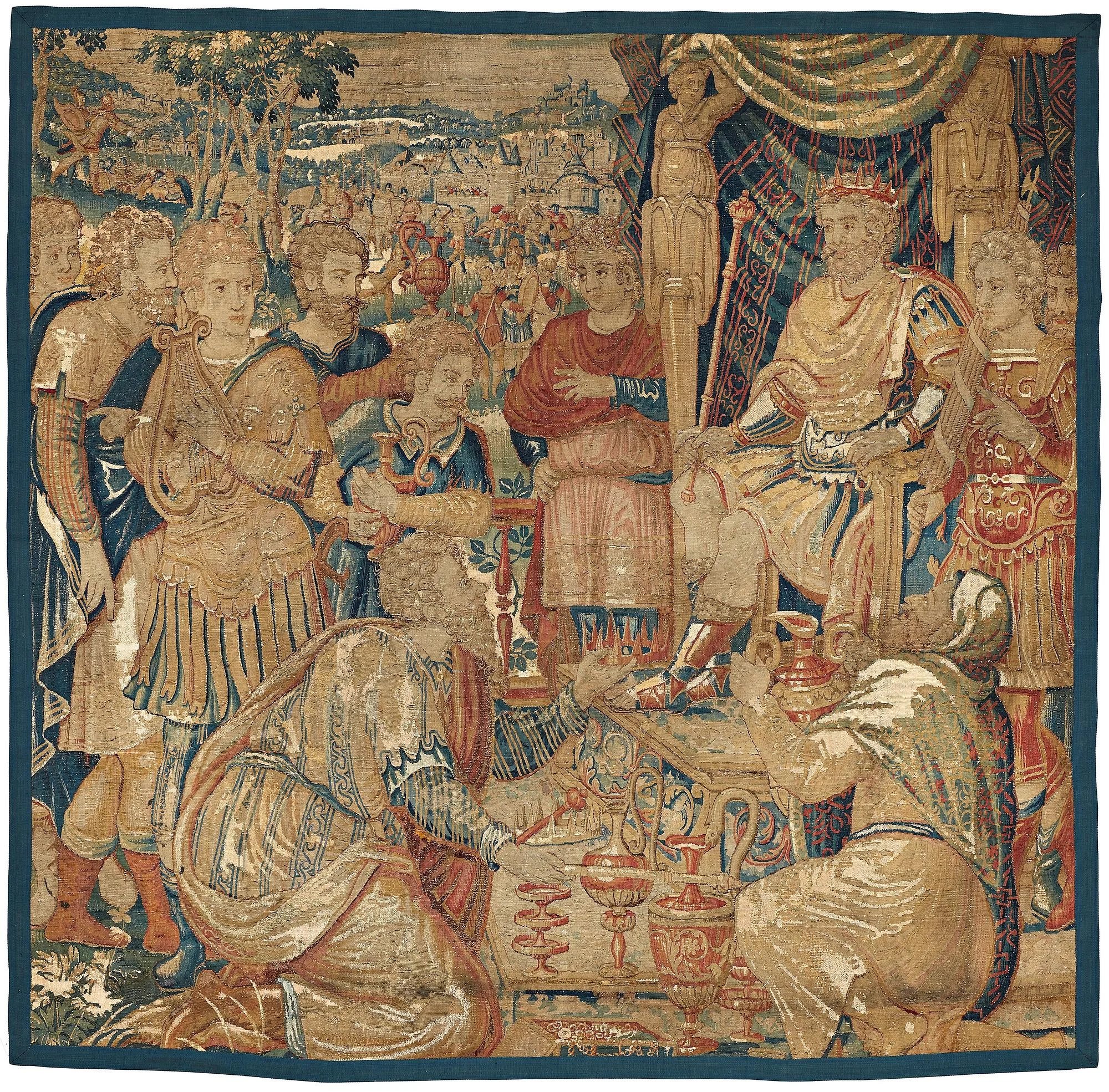 VÄVD TAPET, "Alexander den store", gobelängteknik, ca 230 x 230,5 cm, Flandern 1600-tal. — Bukowskis