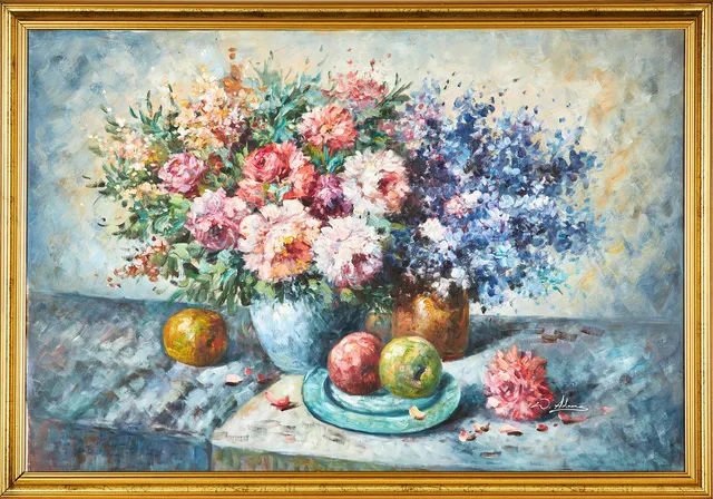 WALTER ADAMS. Blomsterstilleben, olja på duk, signerad W. Adams.