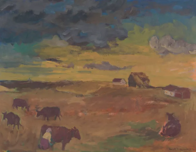 Frøysaa, Knut — Landskap med kyr, 1959