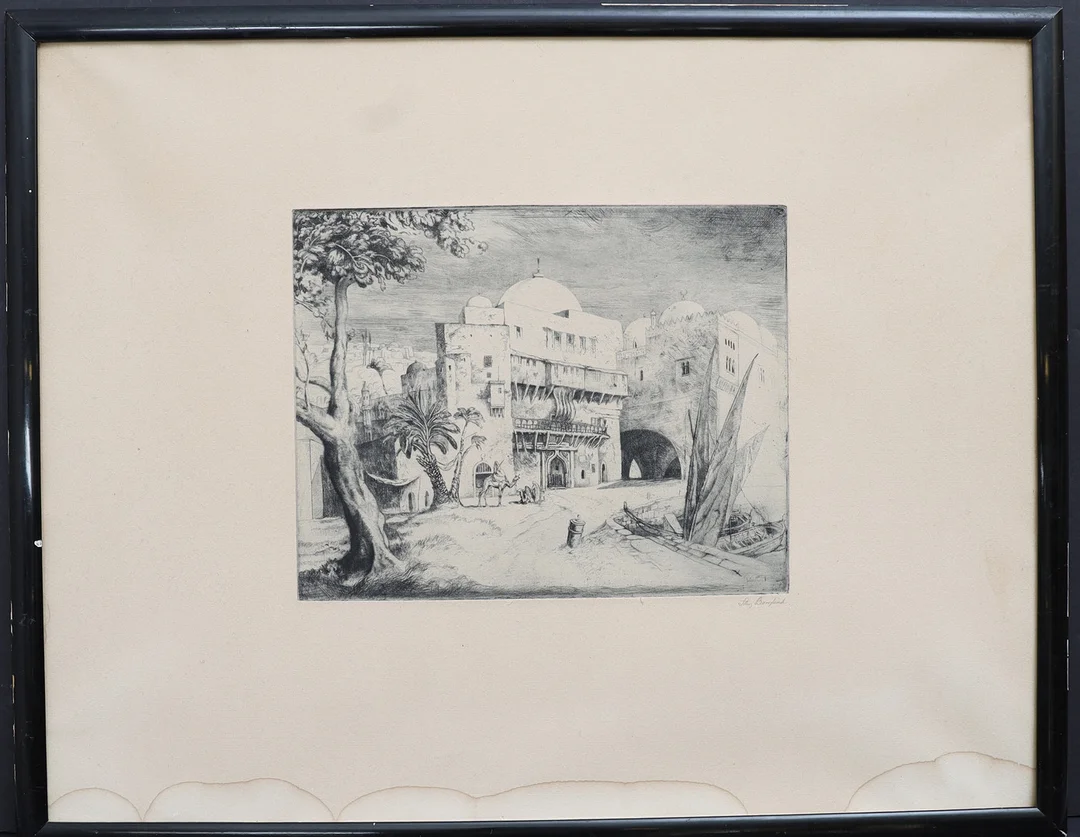 STIG BORGLIND. Sydlänskt landskap, etsning. Signerad. — Engravings & Prints — Falun Auktionsbyrå