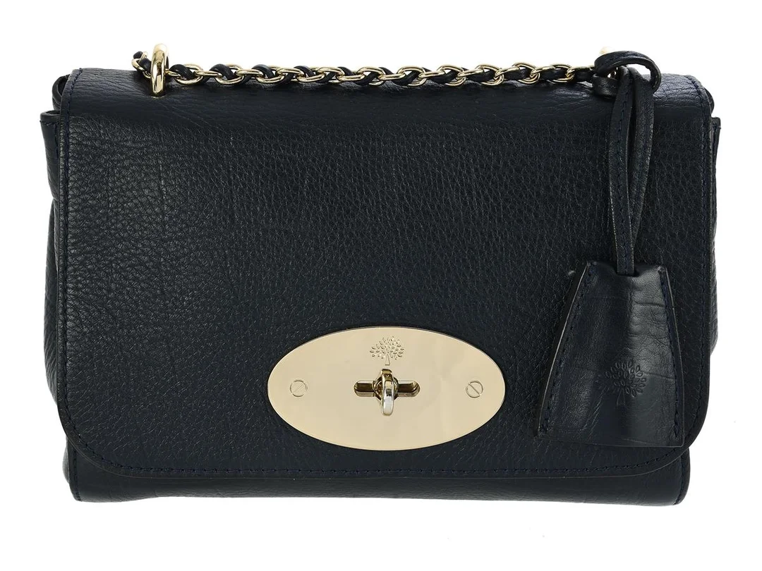 VÄSKA, MULBERRY, Lily Small, marint skinn, guldfärgade beslag, 20x14x7cm, dustbag. — Accessoarer/Väskor — Kaplans