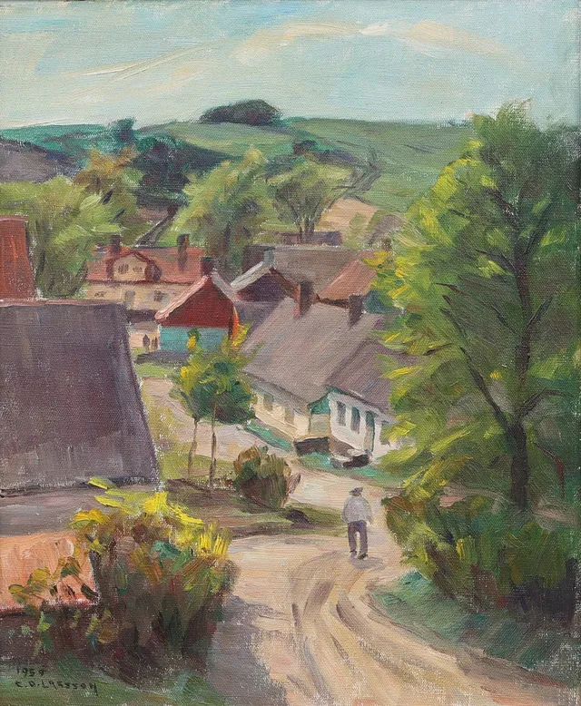 CARL OSCAR LARSSON. Motiv från Kåseberga, olja på pannå, signerad.
