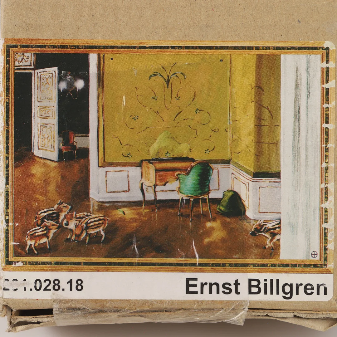 ERNST BILLGREN. EFTER. Besök hemma, screentryck på duk, "Premiär", ur IKEA Art Event-serie, 2006. — Engravings & Prints — Helsingborgs Auktionskammare