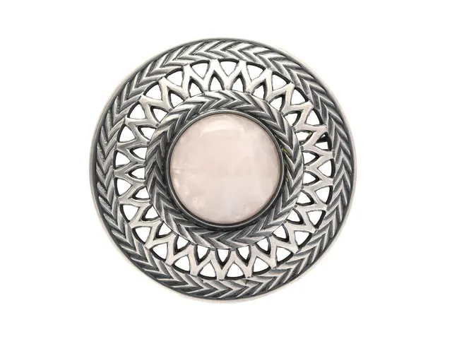 KALEVALA KORU, brosch, silver, rosenkvarts, Finland 1964, diameter 44 mm, vikt 15,6 g.