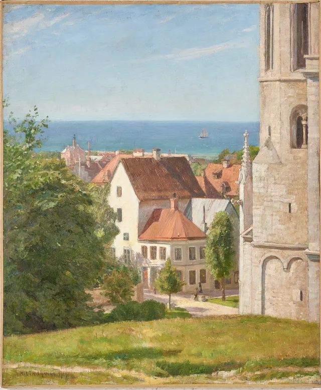 HERMAN LINDQVIST. Visby, olja på duk, signerad och daterad 1914.