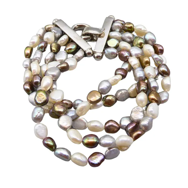 PERLENSTRANG ARMBAND UND 925ER SILBER.