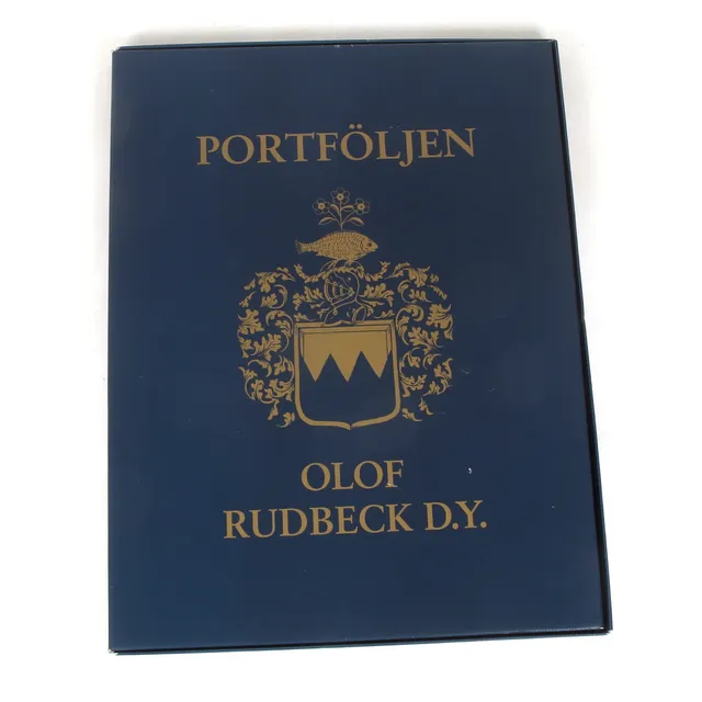 OLOF RUDBECK DY. "Portföljen", mapp, 35 planscher, René Coeckelberghs Bokförlag AB.