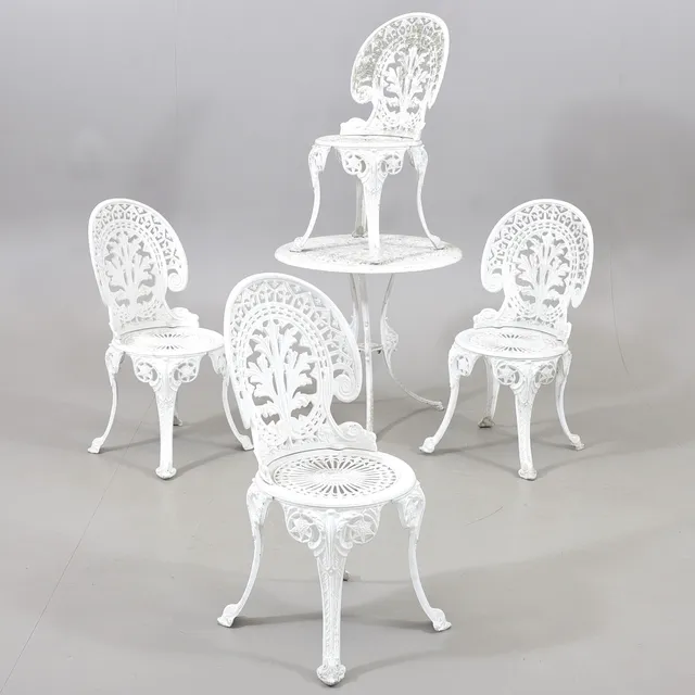 TRÄDGÅRDSMÖBEL, 5 delar, aluminium, 1900-talets andra hälft.
