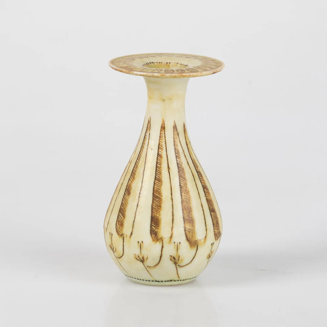 ANDERS BRUNO LILJEFORS. Miniatyrvas, glaserat stengods, Gustavsberg. — European — Stockholms Auktionsverk Helsingborg