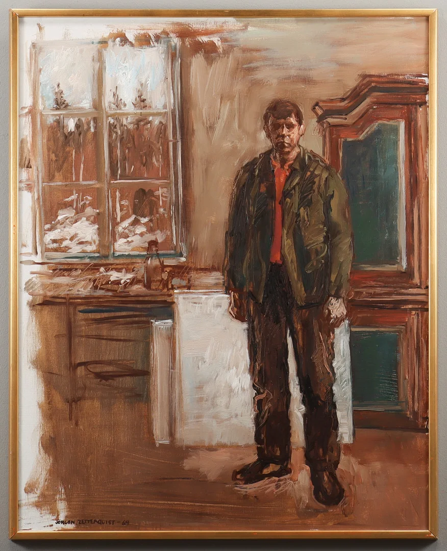 JÖRGEN ZETTERQUIST. "I ateljén" - Självporträtt. — Paintings — Karlstad Hammarö Auktionsverk