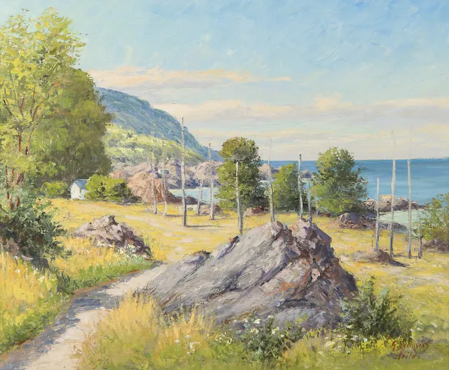 GÖTE SVENSSON. "Strandhagen", olja på duk, signerad G. Svensson Arild.